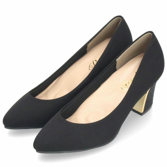 パーティ フォーマル 結婚式 痛くない 疲れない パンプス レディース 6.5cm ドレス アーモンドトゥ 極ふわっ 太ヒール ローヒール ラメヒール Parade 24015