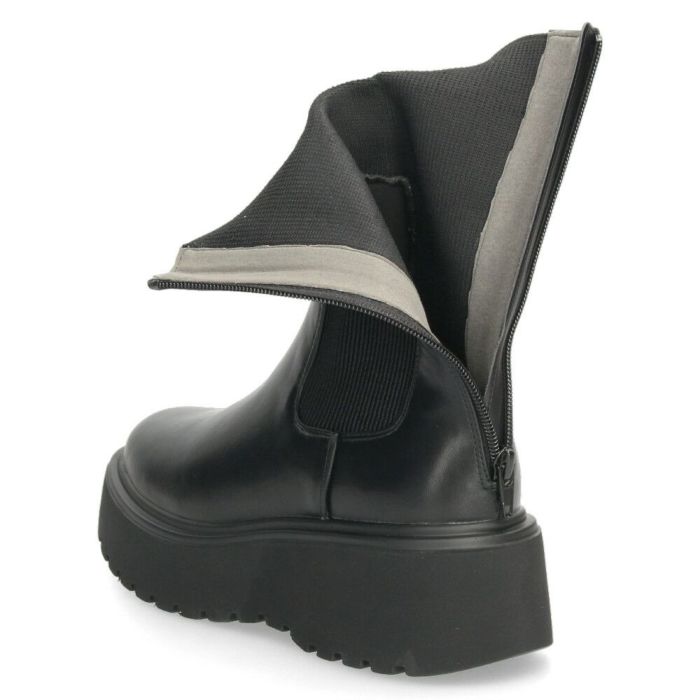 ブーツ レディース 厚底 ショートブーツ 伸びる 歩きやすい ファスナー付き サイドゴアブーツ かわいい マニッシュ 黒 92906 Parade