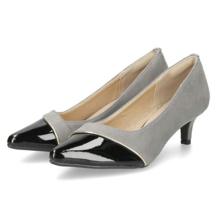 パンプス レディース ポインテッドトゥ  パーティ フォーマル きれいめ べっ甲 エナメル 切り替え スエード ローヒール 5cm Parade 91102 パレード