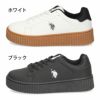 レディース スニーカー 黒 白 厚底 シューズ 2PL00811 BK WH ブラック ホワイト きれいめ おしゃれ カジュアル シンプル 紐靴 ユーエスポロアッスン U.S. POLO ASSN. 