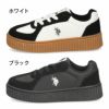 ポロ ラルフ ローレン レディース 厚底 スニーカー POLO RALPH LAUREN 2PL00813 BK WH ブラック ホワイト きれいめ おしゃれ カジュアル シンプル 紐靴