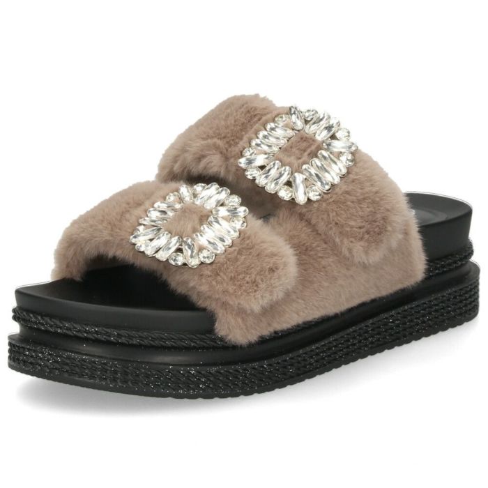 冬サンダル レディース 靴 厚底 ビジュー ファー素材 92803 Parade パレード ふわふわ かわいい 秋 