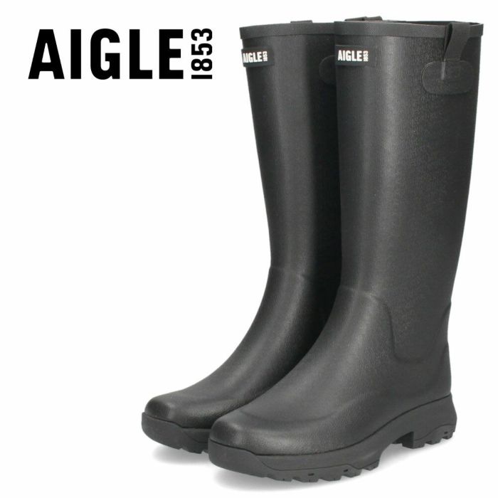 エーグル レインブーツ レディース 長靴 AIGLE アリア ハイ ラバーブーツ ロング丈 シンプル 黒 ZZFNC05 005 ブラック