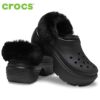 クロックス レディース 厚底 かわいい crocs ストンプ ラインド クロッグ STOMP LINED CLOG 208546 軽量 チャンキーソール ブラック ホワイト 黒 白 ふわふわ