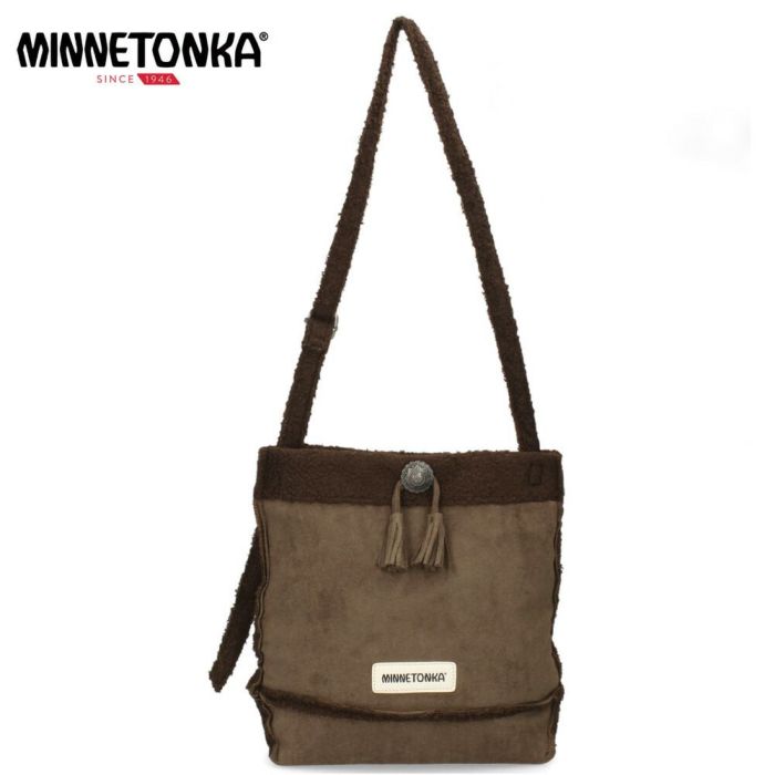 ミネトンカ ショルダーバッグ レディース バッグ おしゃれ 肩掛け スエード ボア 806773 ブラウン ブラック アイボリー 茶色 白 デイリーユース かばん MINNETONKA