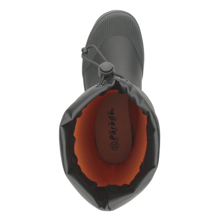 長靴 キッズ 男の子 女の子 雪 雨 滑りにくい フード 屈曲性 柔らかい 通学 スノーブーツ レインブーツ 防水 防寒 ブラック PARADE 1006