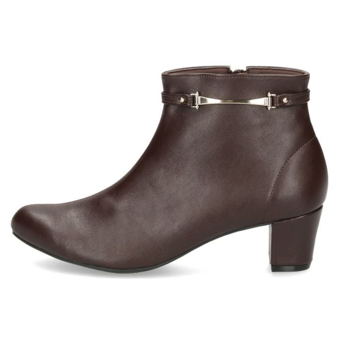 ブーツ ショート レディース 歩きやすい ヒール 防水 幅広 アンクルブーツ チャンキヒール アーモンドトゥ センターシーム ビットデザイン 上品 Tete a Tete 5811 黒 茶 ブラック ダークブラウン