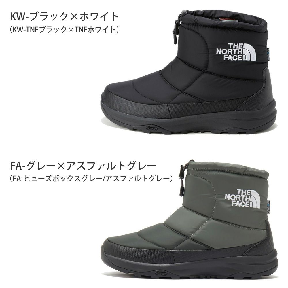 ノースフェイス メンズ レディース ブーツ 防水 ヌプシ ブーティ ウォータープルーフ ロゴ ショート アークティックグリップ NF52485 防滑 保温 撥水 靴 シューズ 黒 ブラック グレー THE NORTH FACE