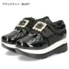 ヨースケ YOSUKE U.S.A レディース 厚底スニーカー 4450003 ホワイト ブラック 靴 6cm レースアップ バックル フラット 軽量