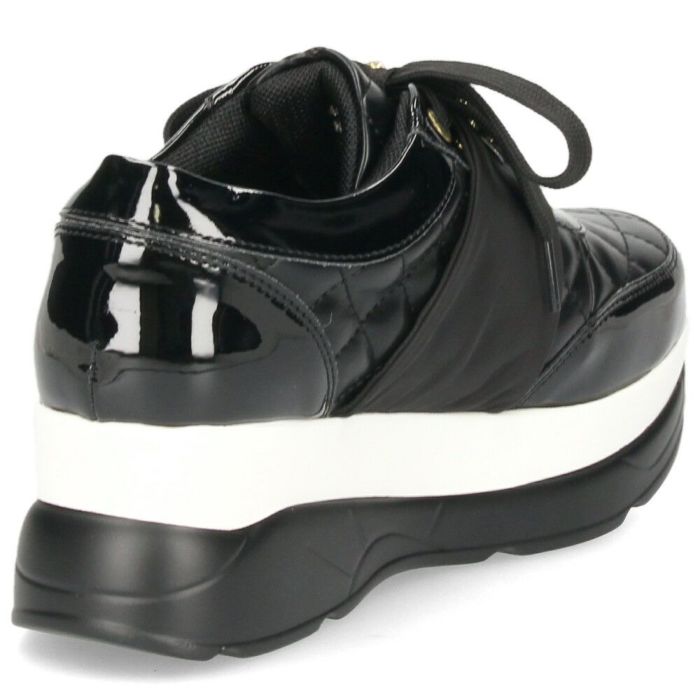 ヨースケ YOSUKE U.S.A レディース 厚底スニーカー 4450003 ホワイト ブラック 靴 6cm レースアップ バックル フラット 軽量