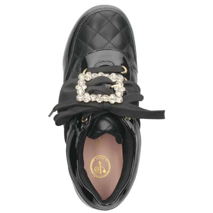 ヨースケ YOSUKE U.S.A レディース 厚底スニーカー 4450003 ホワイト ブラック 靴 6cm レースアップ バックル フラット 軽量