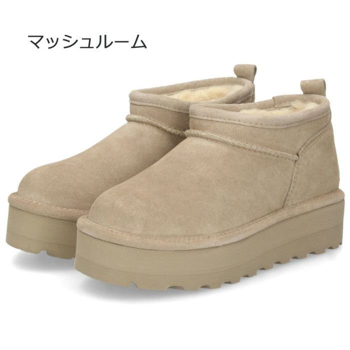 ブーツ レディース 厚底 ムートンブーツ ショート 防寒 保温 ボア 軽量ソール 撥水 黒 茶色 スエード 靴 秋冬 ベアパウ Retro Super Shorty 3051W BEARPAW