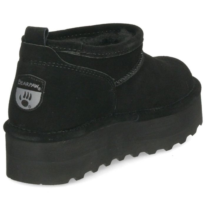 ブーツ レディース 厚底 ムートンブーツ ショート 防寒 保温 ボア 軽量ソール 撥水 黒 茶色 スエード 靴 秋冬 ベアパウ Retro Super Shorty 3051W BEARPAW
