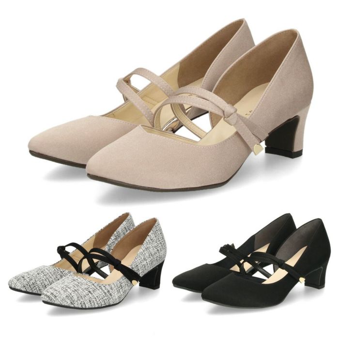 パンプス レディース 8423 5cmヒール ポインテッドトゥ  ストラップ 靴 日本製 ミドルヒール ビジネス フォーマル 普段使い Tete-a-Tete テテ・ア・テテ 