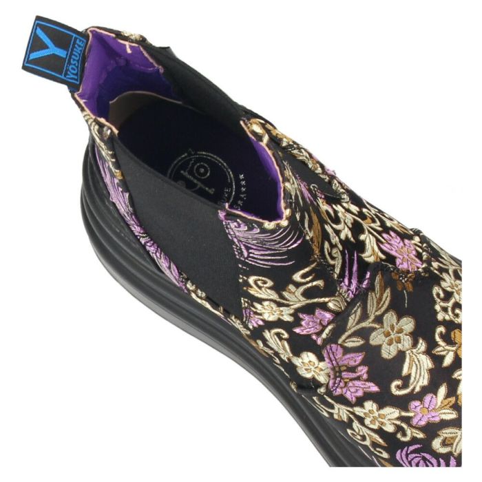 ブーツ レディース 厚底 3E ゆったり 幅広 サイドゴア ヨースケ YOSUKE 2710026 ショートブーツ 黒 チャンキーソール ブラックマルチ 靴