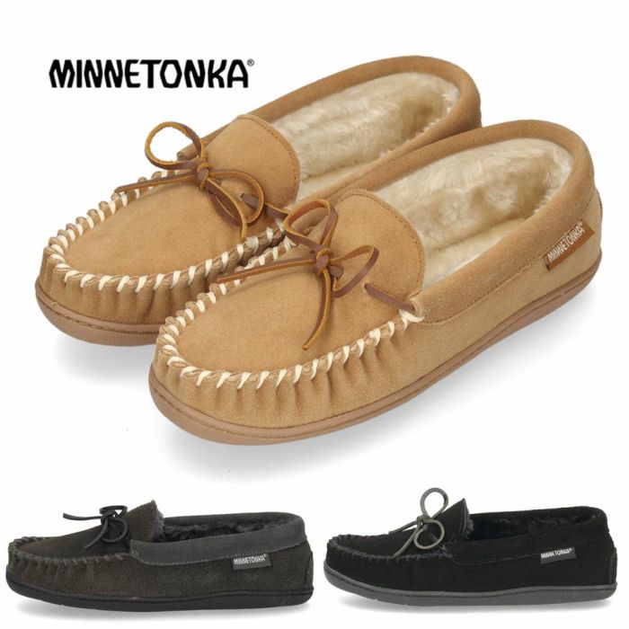 ミネトンカ モカシン レディース 靴 MINNETONKA CADENCE ケイデンス 40601 40604 40600 ボア スリッポン スエード レザー 防寒 あったかい ブラック