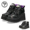 ヨースケ YOSUKE レディース 厚底スニーカー 3E 幅広 6310021 黒 ブラック 靴 7cm レースアップ サイドジップ