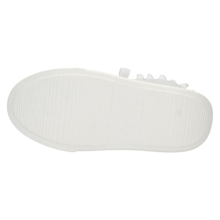 ヨースケ YOSUKE レディース 厚底スニーカー 3E 幅広 4450062 ホワイト ブラック 靴 5cm レースアップ フリル サテンリボン サイドジップ