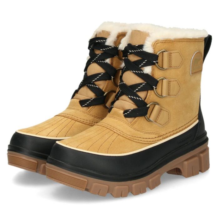 ソレル スノーブーツ レディース ワイド スエード 本革 ウィンターブーツ SOREL ティボリ5 ウォータープルーフ NL5113 TIVOLI V WP 防水 保温 防滑 透湿 冬 雪 黒 ブラック カリー