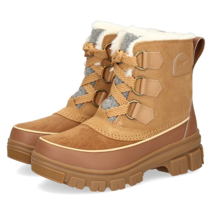 ソレル スノーブーツ レディース ワイド スエード 本革 ウィンターブーツ SOREL ティボリ5 ウォータープルーフ NL5113 TIVOLI V WP 防水 保温 防滑 透湿 冬 雪 黒 ブラック カリー