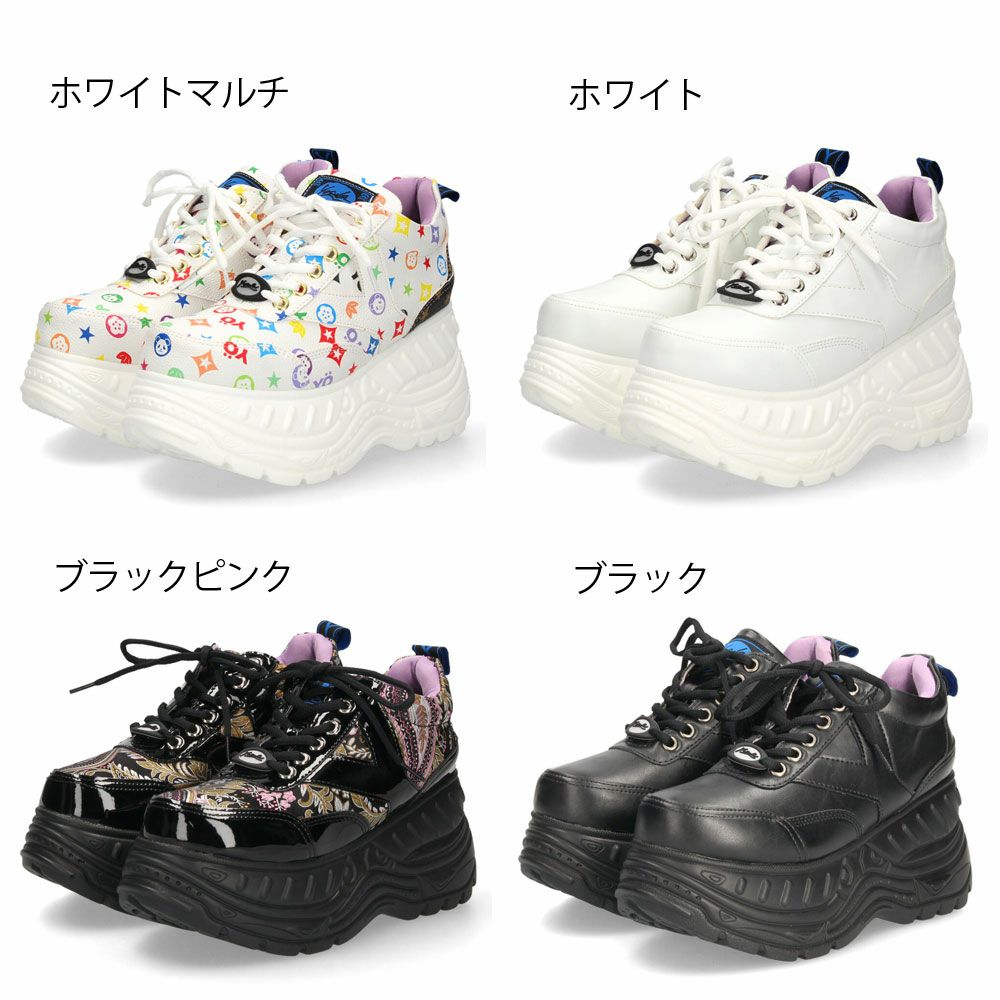 ヨースケ 厚底スニーカー レディース YOSUKE 4460003 レースアップ カジュアル ジッパー 3E 幅広