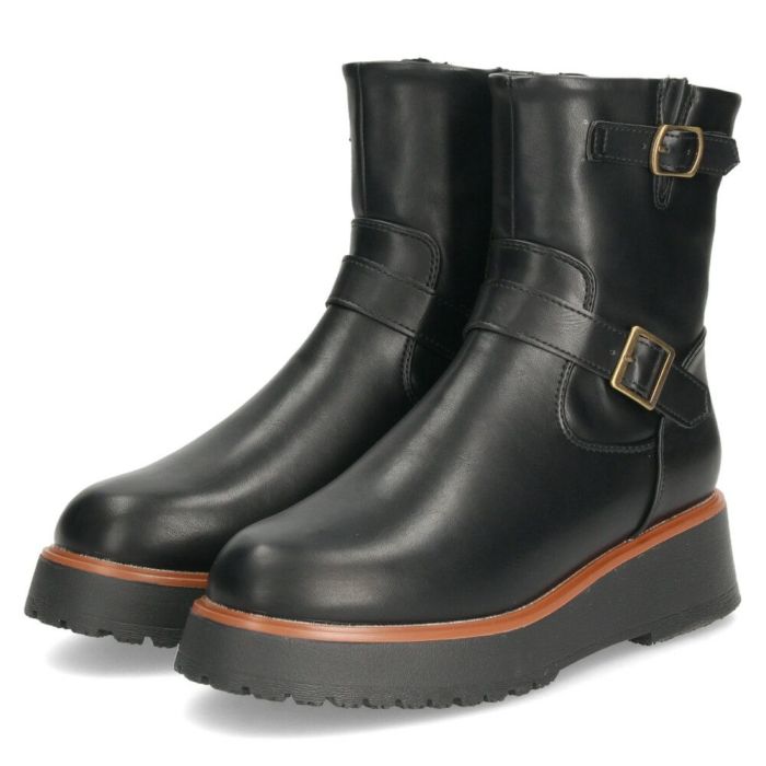 エンジニアブーツ レディース ショートブーツ 軽量 ブラック 撥水 耐水 厚底 ジッパー マンチェッタ MASCHIETTA 9304 