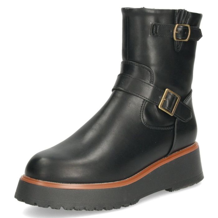 エンジニアブーツ レディース ショートブーツ 軽量 ブラック 撥水 耐水 厚底 ジッパー マンチェッタ MASCHIETTA 9304 