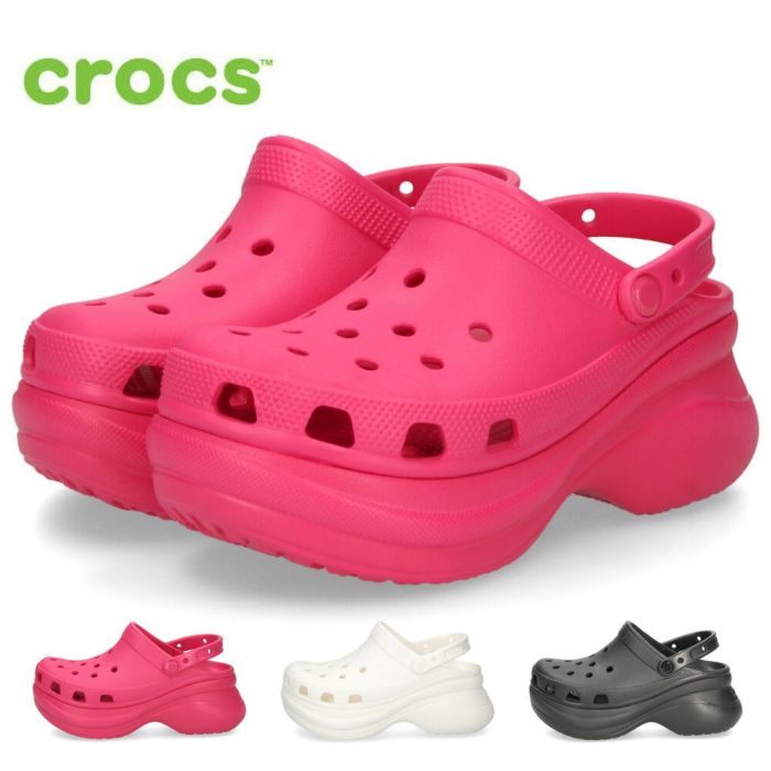 クロックス レディース 厚底 サンダル ヒール かわいい crocs クラシック ベイ クロッグ Classic Bae Clog 206302 ホワイト 白 ブラック 黒 ドラゴンフルーツ 履きやすい おしゃれ