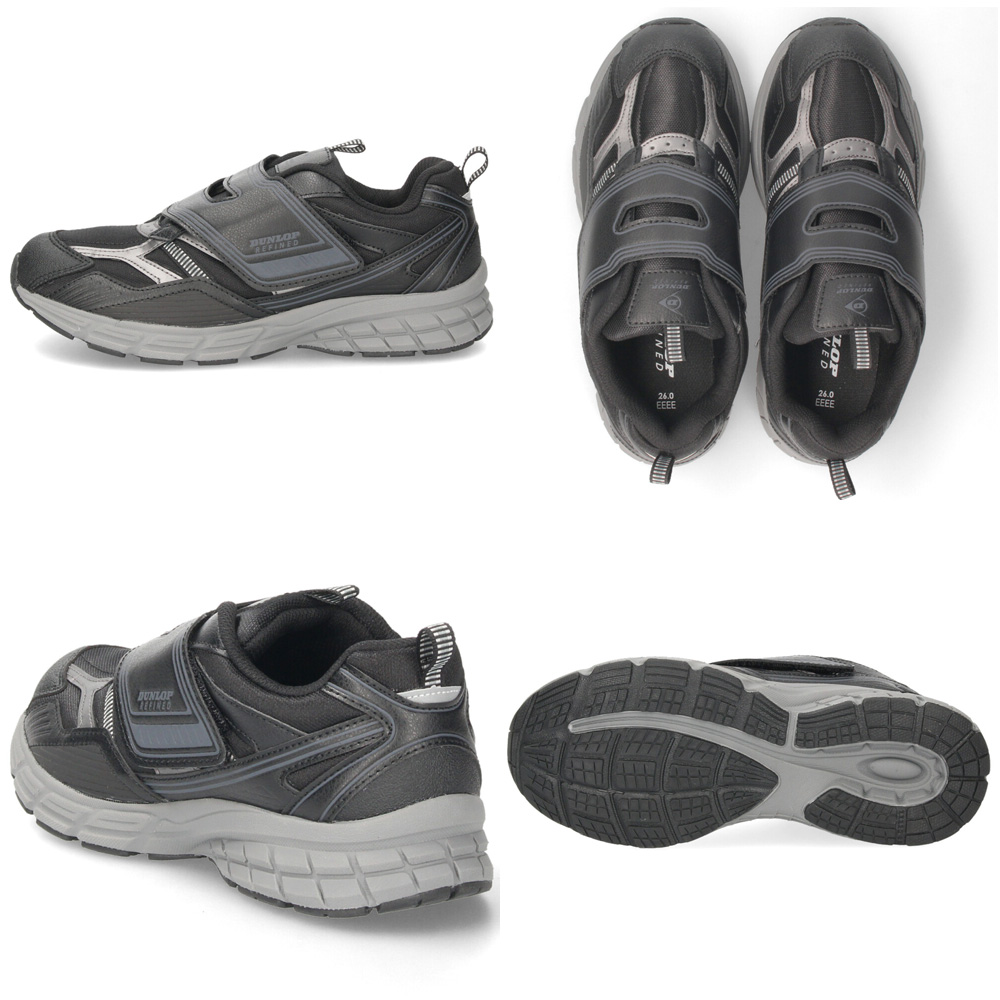 ダンロップ スニーカー メンズ 靴 ウォーキングシューズ 幅広 軽い 撥水 ダンロップリファインド DM2021 M2021 ホワイト ブラック ベージュ 黒 白 ベルクロ 面ファスナー DUNLOP REFINED