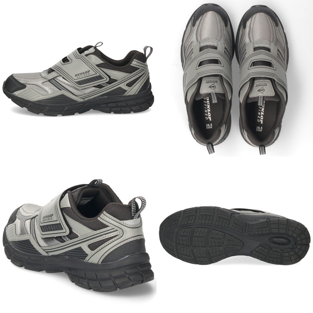 ダンロップ スニーカー メンズ 靴 ウォーキングシューズ 幅広 軽い 撥水 ダンロップリファインド DM2021 M2021 ホワイト ブラック ベージュ 黒 白 ベルクロ 面ファスナー DUNLOP REFINED