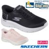 スケッチャーズ スリップインズ レディース スニーカー ハンズフリー スリッポン ウォーキングシューズ SKECHERS Slip-ins ゴー ウォーク フレックス クリスタ 125502 ブラック ピンク 靴 履きやすい ゴム紐 ノーマル幅 黒