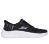 スケッチャーズ スリップインズ レディース スニーカー ハンズフリー スリッポン ウォーキングシューズ SKECHERS Slip-ins ゴー ウォーク フレックス クリスタ 125502 ブラック ピンク 靴 履きやすい ゴム紐 ノーマル幅 黒