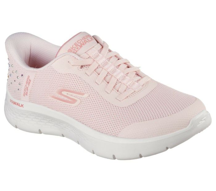 スケッチャーズ スリップインズ レディース スニーカー ハンズフリー スリッポン ウォーキングシューズ SKECHERS Slip-ins ゴー ウォーク フレックス クリスタ 125502 ブラック ピンク 靴 履きやすい ゴム紐 ノーマル幅 黒