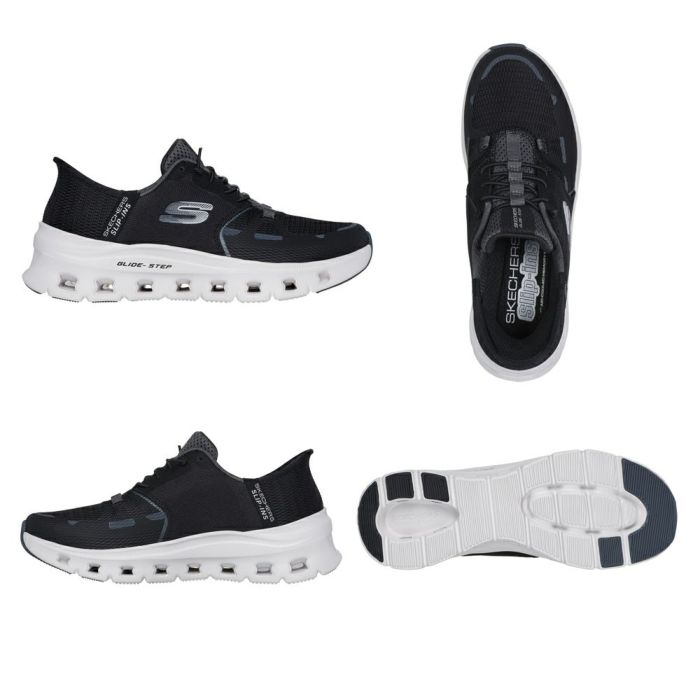 スケッチャーズ スリップインズ レディース スニーカー 厚底 ハンズフリー スリッポン ウォーキングシューズ SKECHERS Slip-ins グライドステップ プロ 150420 靴 履きやすい ゴム紐 ノーマル幅 黒