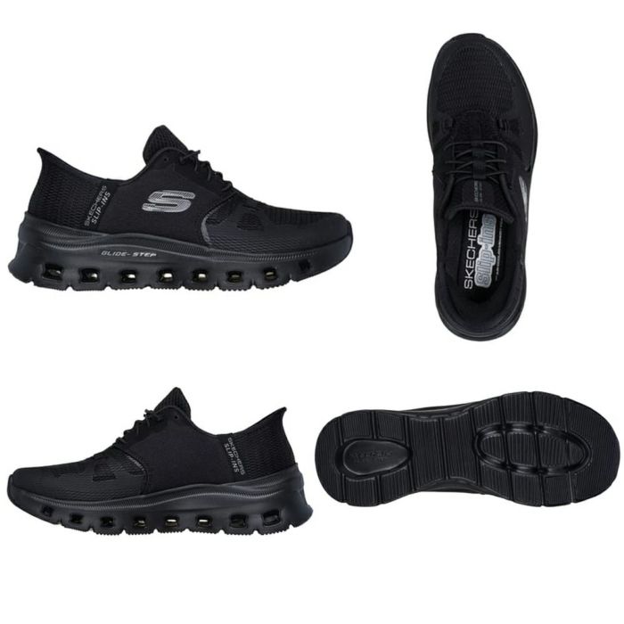 スケッチャーズ スリップインズ レディース スニーカー 厚底 ハンズフリー スリッポン ウォーキングシューズ SKECHERS Slip-ins グライドステップ プロ 150420 靴 履きやすい ゴム紐 ノーマル幅 黒