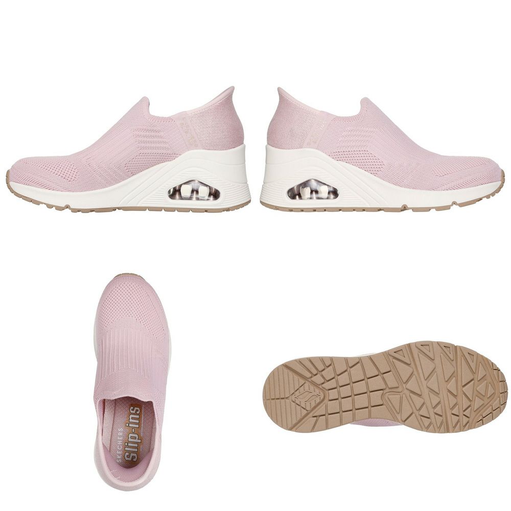 スケッチャーズ スリップインズ ハンズフリー スリッポン スニーカー レディース ウノ ウェッジ キッキング ニット Slip-ins SKECHERS 177523 UNO WEDGE KICKIN' KNIT ブラック 黒 ブラッシュピンク オフホワイト 白 ノーマル幅 履きやすい
