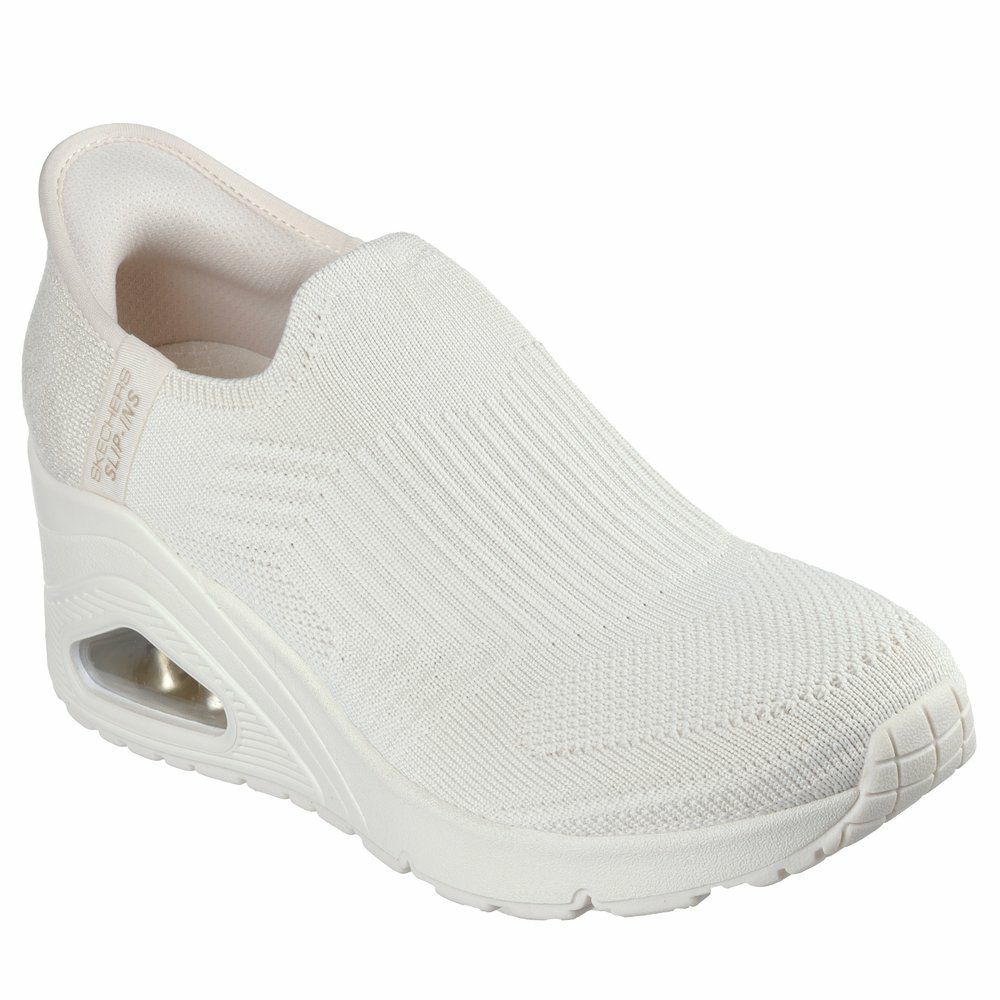 スケッチャーズ スリップインズ ハンズフリー スリッポン スニーカー レディース ウノ ウェッジ キッキング ニット Slip-ins SKECHERS 177523 UNO WEDGE KICKIN' KNIT ブラック 黒 ブラッシュピンク オフホワイト 白 ノーマル幅 履きやすい