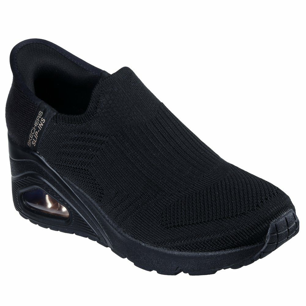 スケッチャーズ スリップインズ ハンズフリー スリッポン スニーカー レディース ウノ ウェッジ キッキング ニット Slip-ins SKECHERS 177523 UNO WEDGE KICKIN' KNIT ブラック 黒 ブラッシュピンク オフホワイト 白 ノーマル幅 履きやすい