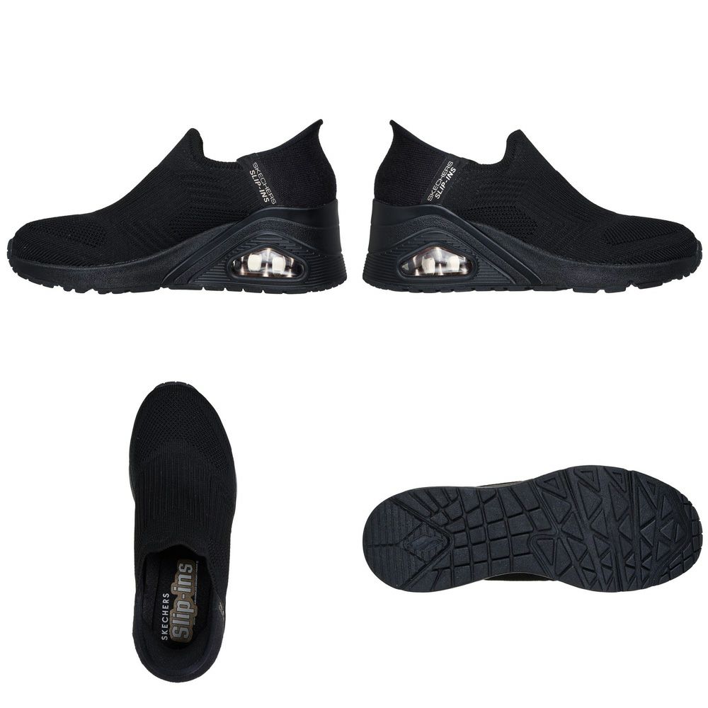 スケッチャーズ スリップインズ ハンズフリー スリッポン スニーカー レディース ウノ ウェッジ キッキング ニット Slip-ins SKECHERS 177523 UNO WEDGE KICKIN' KNIT ブラック 黒 ブラッシュピンク オフホワイト 白 ノーマル幅 履きやすい