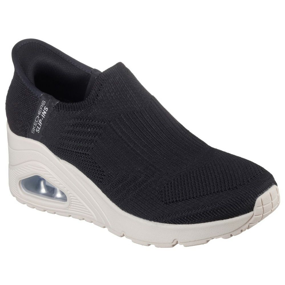 スケッチャーズ スリップインズ ハンズフリー スリッポン スニーカー レディース ウノ ウェッジ キッキング ニット Slip-ins SKECHERS 177523 UNO WEDGE KICKIN' KNIT ブラック 黒 ブラッシュピンク オフホワイト 白 ノーマル幅 履きやすい