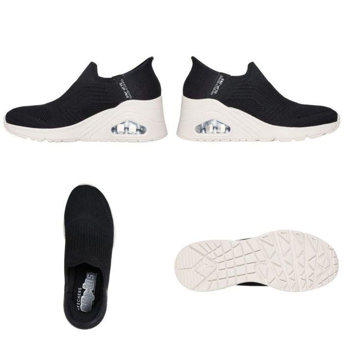 スケッチャーズ スリップインズ ハンズフリー スリッポン スニーカー レディース ウノ ウェッジ キッキング ニット Slip-ins SKECHERS 177523 UNO WEDGE KICKIN' KNIT ブラック 黒 ブラッシュピンク オフホワイト 白 ノーマル幅 履きやすい