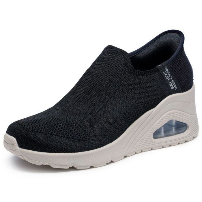 スケッチャーズ スリップインズ ハンズフリー スリッポン スニーカー レディース ウノ ウェッジ キッキング ニット Slip-ins SKECHERS 177523 UNO WEDGE KICKIN' KNIT ブラック 黒 ブラッシュピンク オフホワイト 白 ノーマル幅 履きやすい
