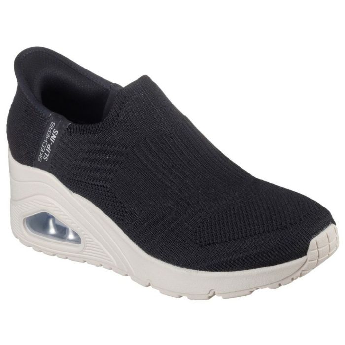 スケッチャーズ スリップインズ ハンズフリー スリッポン スニーカー レディース ウノ ウェッジ キッキング ニット Slip-ins SKECHERS 177523 UNO WEDGE KICKIN' KNIT ブラック 黒 ブラッシュピンク オフホワイト 白 ノーマル幅 履きやすい