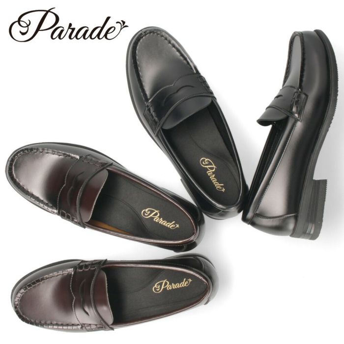 ローファー 学生 レディース 滑らない 屈曲 黒 茶色 通学 学生靴 痛くない 柔らかい 人工皮革 卒業式 入学式 中学生 高校生 パレード Parade 991101 ブラック ブラウン