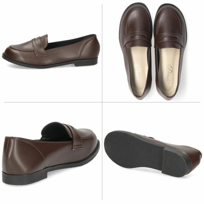 ローファー レディース 痛くない 柔らかい ローヒール 歩きやすい 靴 パンプス 軽い 疲れない 黒 茶色 ブラック ダークブラウン シルバー 日本製 34005 パレード Parade 