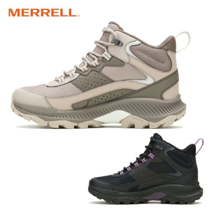 メレル レディース スニーカー 防水 防滑 通気性 スピードストライク２ ミドルカット MERRELL SPEEDSTRIKE2 MID WATERPROOF  W038278 W038274 黒 ブラック