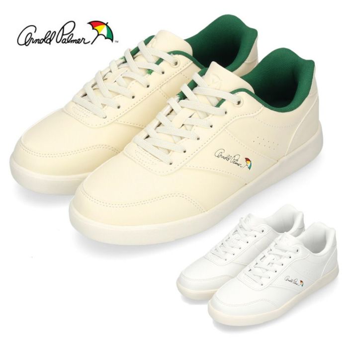 アーノルドパーマー スニーカー レディース ローカット 手ぶらで履ける シューズ 白 カジュアル 紐靴 Arnold Palmer 1301 ベージュグリーン ホワイト