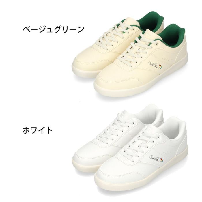 アーノルドパーマー スニーカー レディース ローカット 手ぶらで履ける シューズ 白 カジュアル 紐靴 Arnold Palmer 1301 ベージュグリーン ホワイト