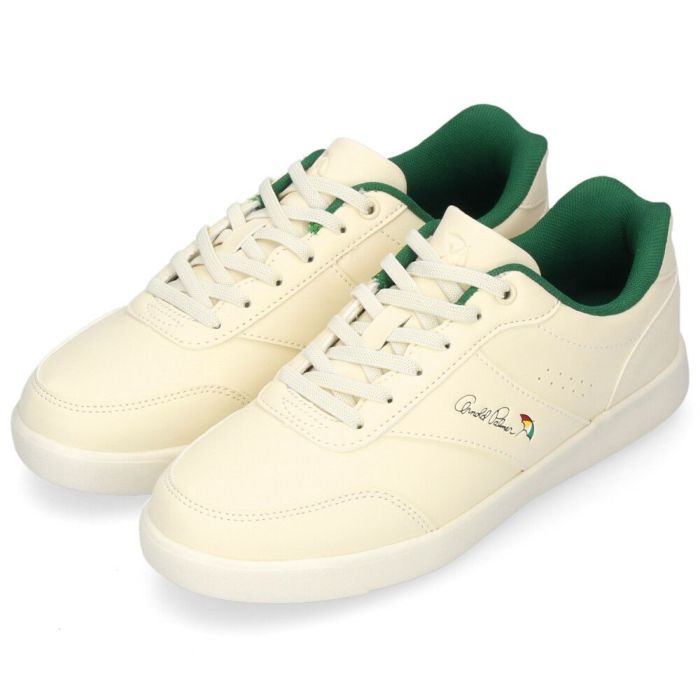 アーノルドパーマー スニーカー レディース ローカット 手ぶらで履ける シューズ 白 カジュアル 紐靴 Arnold Palmer 1301 ベージュグリーン ホワイト