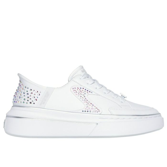 スケッチャーズ スリップインズ ハンズフリー スリッポン スニーカー レディース 厚底 きれいめ コルドヴァ クラシック スパークリング Slip-ins SKECHERS 185271 CORDOVA CLASSIC SPARKLING STE BLK WHT ブラック 黒 ホワイト 白 ノーマル幅 履きやすい 紐靴 かわいい